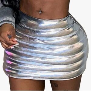 Silver Metallic Puffer Skirt